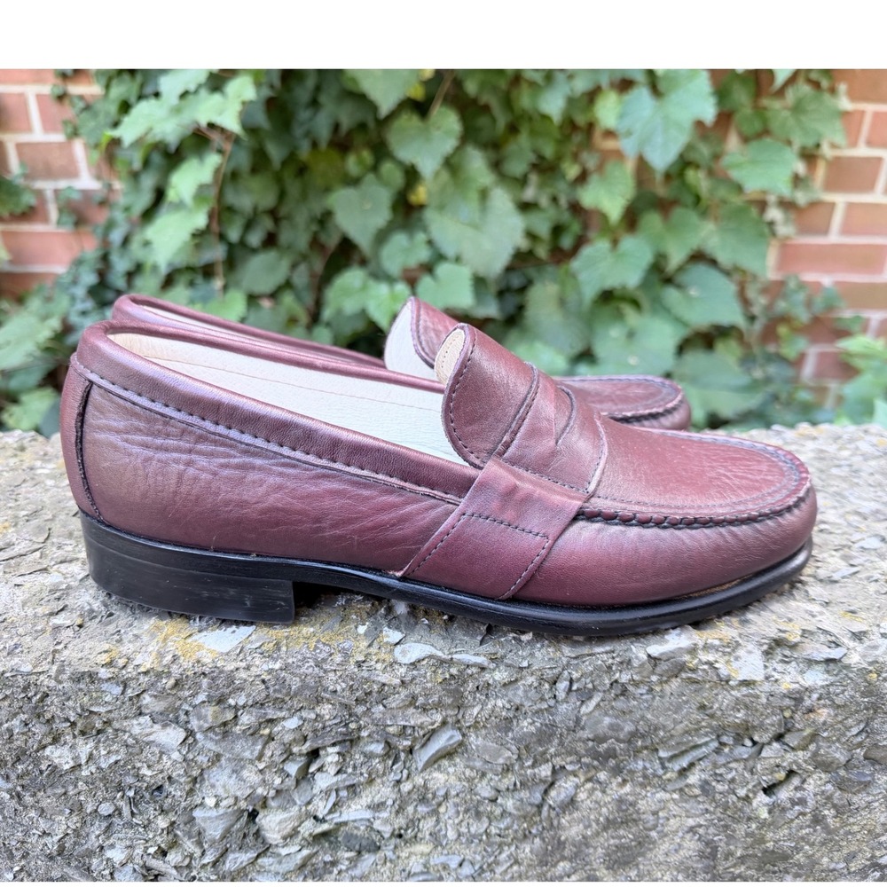 Mens 8 Stuart Holmes Penny Loafers Burgundy Leather Dress Shoes Presidents Prep